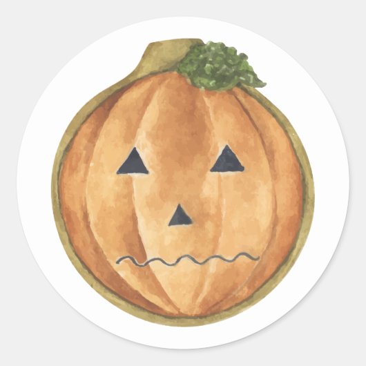 Happy Halloween | Waterverf Jack O Lantern Ronde Sticker (Voorkant)