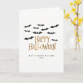 Happy Halloween Waterverf vleermuizen Kaart (Gele Bloem)
