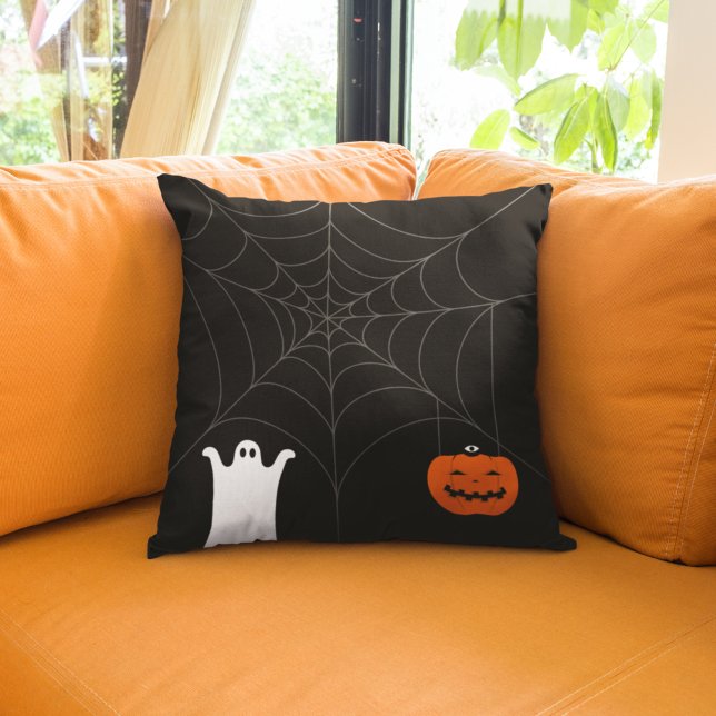 Happy Halloween | Web Ghost & Pumpkin Spider Kussen (Creator heeft geüpload)