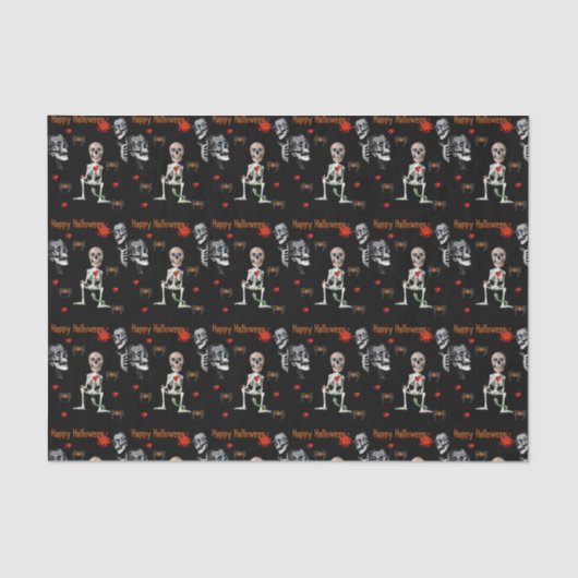 Happy Halloween-weefselpapier, skelet Tissuepapier (Voorkant)