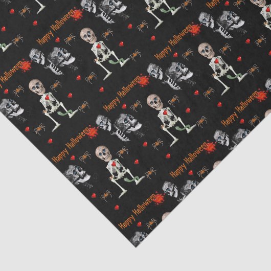 Happy Halloween-weefselpapier, skelet Tissuepapier (Detail)