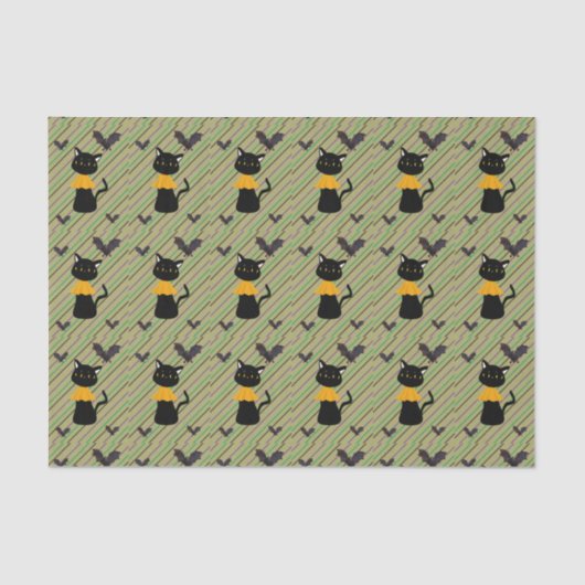 Happy Halloween-weefselpapier, zwarte kat Tissuepapier (Voorkant)