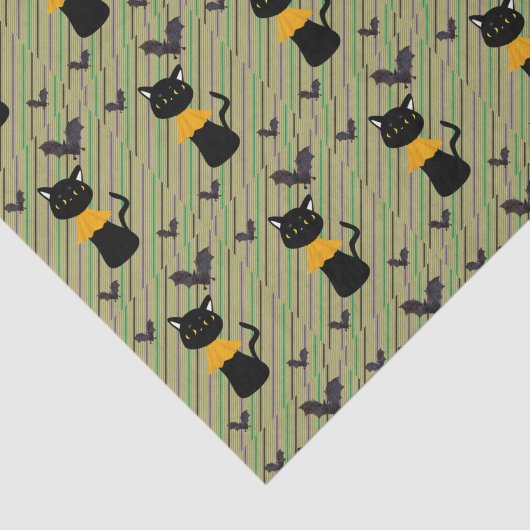 Happy Halloween-weefselpapier, zwarte kat Tissuepapier (Detail)