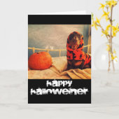 Happy Halloween Weiner Sausage Dog Groetjes Kaart (Gele Bloem)