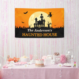 Happy Halloween - Welkom bij Creepy Haunted House Spandoek