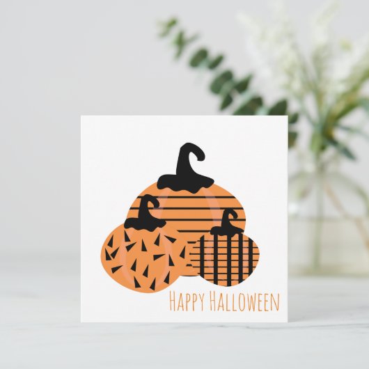Happy Halloween Wenskaart | Geo Pumpkins Bedankkaart (Staand voorkant)
