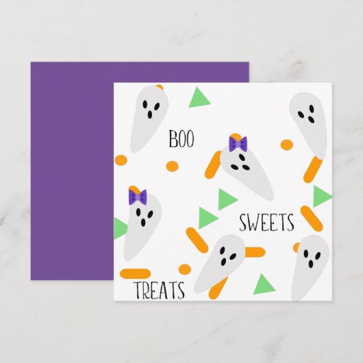 Happy Halloween Wenskaart | Ghost Confetti Bedankkaart (Voorkant / Achterkant)