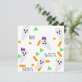 Happy Halloween Wenskaart | Ghost Confetti Bedankkaart (Staand voorkant)