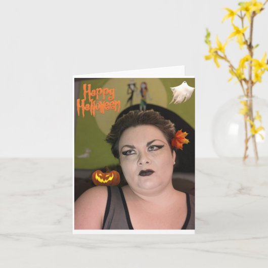 Happy Halloween Wenskaart Kaart (Gele Bloem)