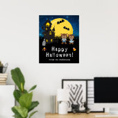 Happy Halloween Werewolfs Blue Party Sign Poster (Thuiskantoor)