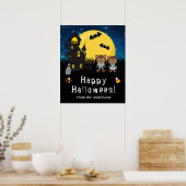 Happy Halloween Werewolfs Blue Party Sign Poster (Keuken)