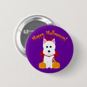 Happy Halloween Westie Devil Ronde Button 5,7 Cm (Voorkant /achterkant)