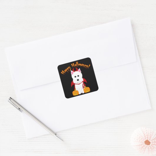 Happy Halloween Westie Devil Stickers (Envelop)