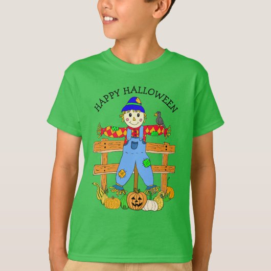 Happy Halloween Whimsical Cartoon Scarecrow T-shirt (Voorkant)