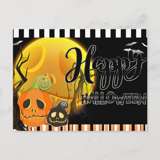 Happy Halloween Whimsical Smily Pumpkins Greeting Briefkaart (Voorkant)