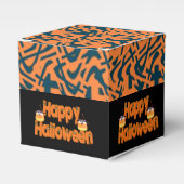 Happy Halloween Whimsical Text Cube Favor Box Bedankdoosjes (Voorkant Zijde)