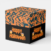Happy Halloween Whimsical Text Cube Favor Box Bedankdoosjes (Achterkant)
