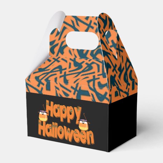 Happy Halloween Whimsical Text Gable Favor Box Bedankdoosjes (Achterkant)