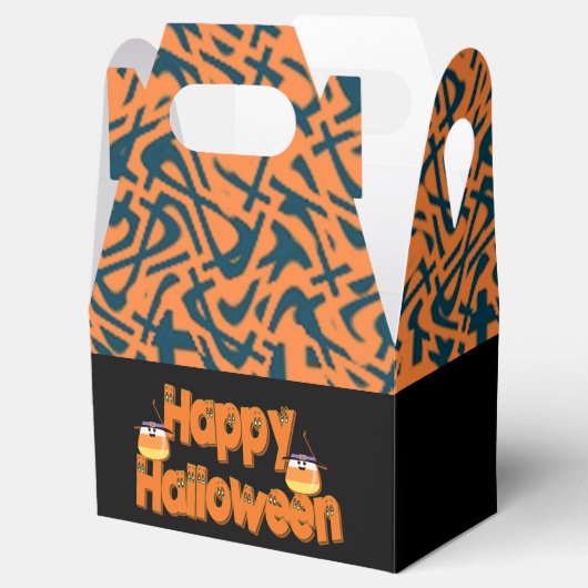 Happy Halloween Whimsical Text Gable Favor Box Bedankdoosjes (Geopend)