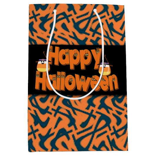 Happy Halloween Whimsical Text Gift Bags Medium Cadeauzakje (Voorkant)