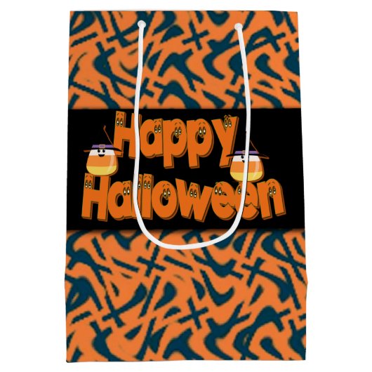 Happy Halloween Whimsical Text Gift Bags Medium Cadeauzakje (Achterkant)