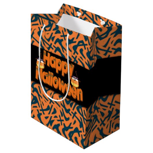 Happy Halloween Whimsical Text Gift Bags Medium Cadeauzakje (Achterkant Gekanteld)