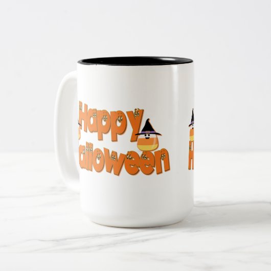 Happy Halloween Whimsical Text Mok (Voorkant links)