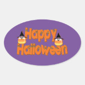 Happy Halloween Whimsical Text Oval Stickers (Voorkant)