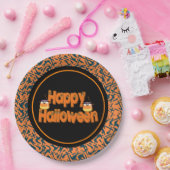 Happy Halloween Whimsical Text Paper-Borden Papieren Bordje (Feest)