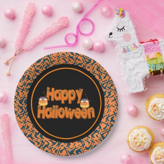 Happy Halloween Whimsical Text Paper-Borden Papieren Bordje (Feest)