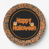 Happy Halloween Whimsical Text Paper-Borden Papieren Bordje (Voorkant)