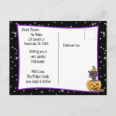 Happy Halloween White Cat and Mouse Cute Briefkaart (Achterkant)