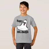 Happy Halloween White Red Ghost T-shirt (Voorkant volledig)