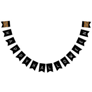 Happy Halloween White Text op zwart Vlaggetjes