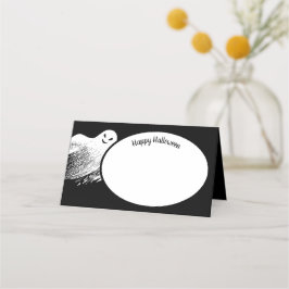 Happy Halloween White Whispy Ghost Place Card Plaatskaartje