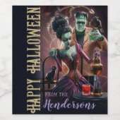 Happy Halloween Wine Gift, bruid van Frankenstein Wijn Etiket (Enkel label)