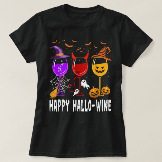 Happy Halloween Wine Glased Witch Pumpkin Costume T-shirt (Design voorkant)