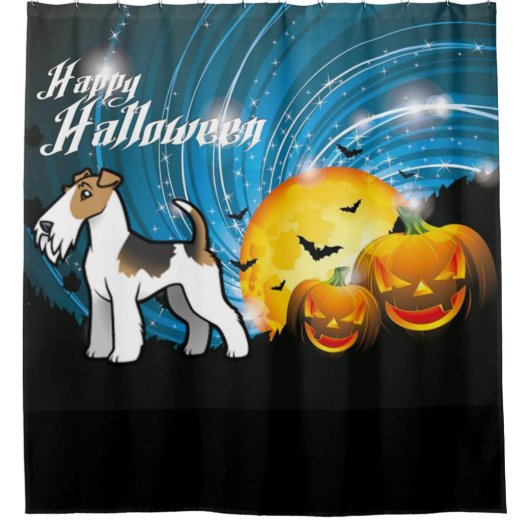 Happy Halloween Wire Fox Terrier Douchegordijn (Voorkant)