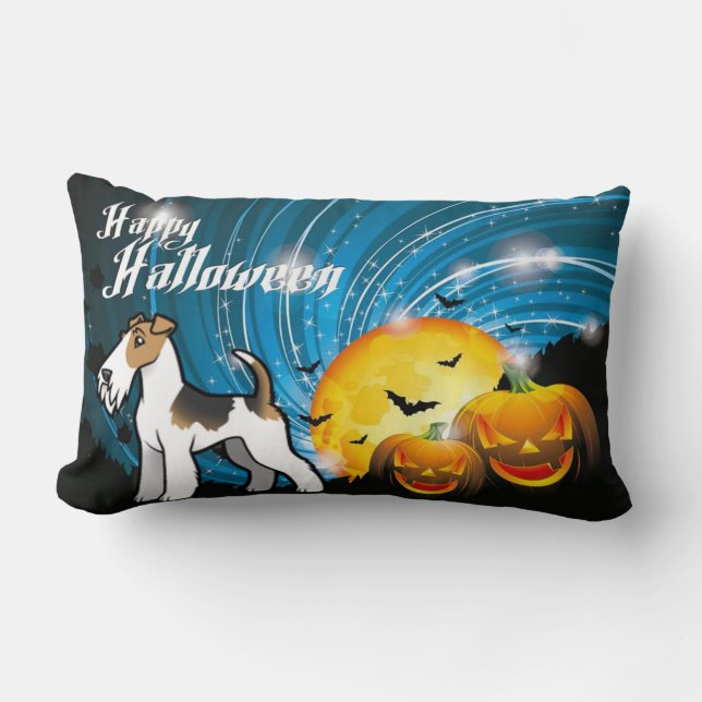 Happy Halloween Wire Fox Terrier Kussen (Voorkant)