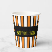 Happy Halloween wit, zwart en Sinaasappel papier b Papieren Bekers (Achterkant)