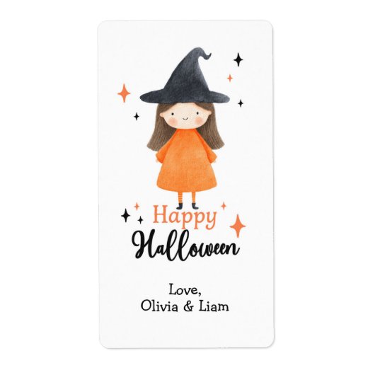 Happy Halloween Witch Aangepaste Verzendlabels Etiket (Voorkant)