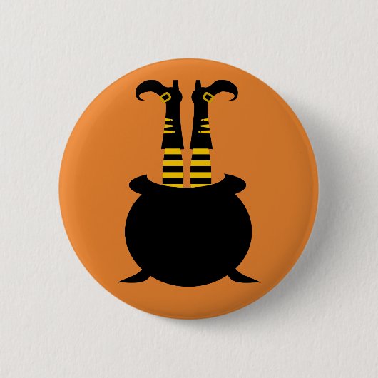 Happy Halloween Witch been Ronde Button 5,7 Cm (Voorkant)