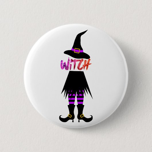 Happy Halloween Witch been Ronde Button 5,7 Cm (Voorkant)