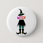 Happy Halloween Witch been Ronde Button 5,7 Cm (Voorkant)