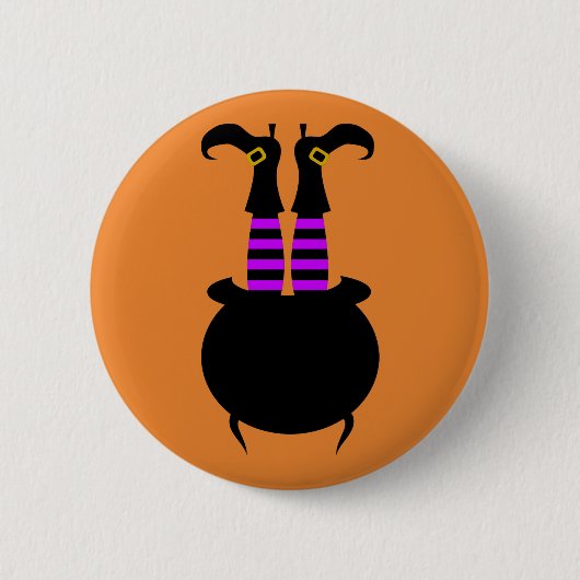 Happy Halloween Witch been Ronde Button 5,7 Cm (Voorkant)