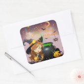 Happy Halloween Witch Brew en Pumpkins Vierkante Sticker (Envelop)