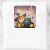 Happy Halloween Witch Brew en Pumpkins Vierkante Sticker (Tas)