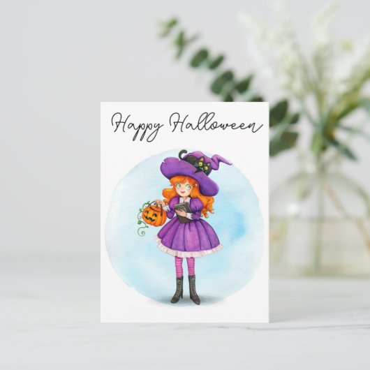Happy Halloween Witch Briefkaart (Staand voorkant)
