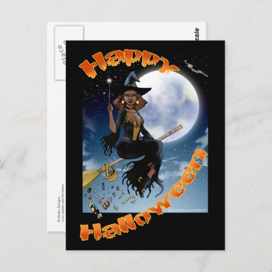 Happy Halloween Witch Briefkaart (Voorkant / Achterkant)