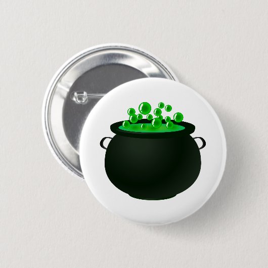 Happy Halloween Witch Bubble Cauldron Green Magic Ronde Button 5,7 Cm (Voorkant /achterkant)